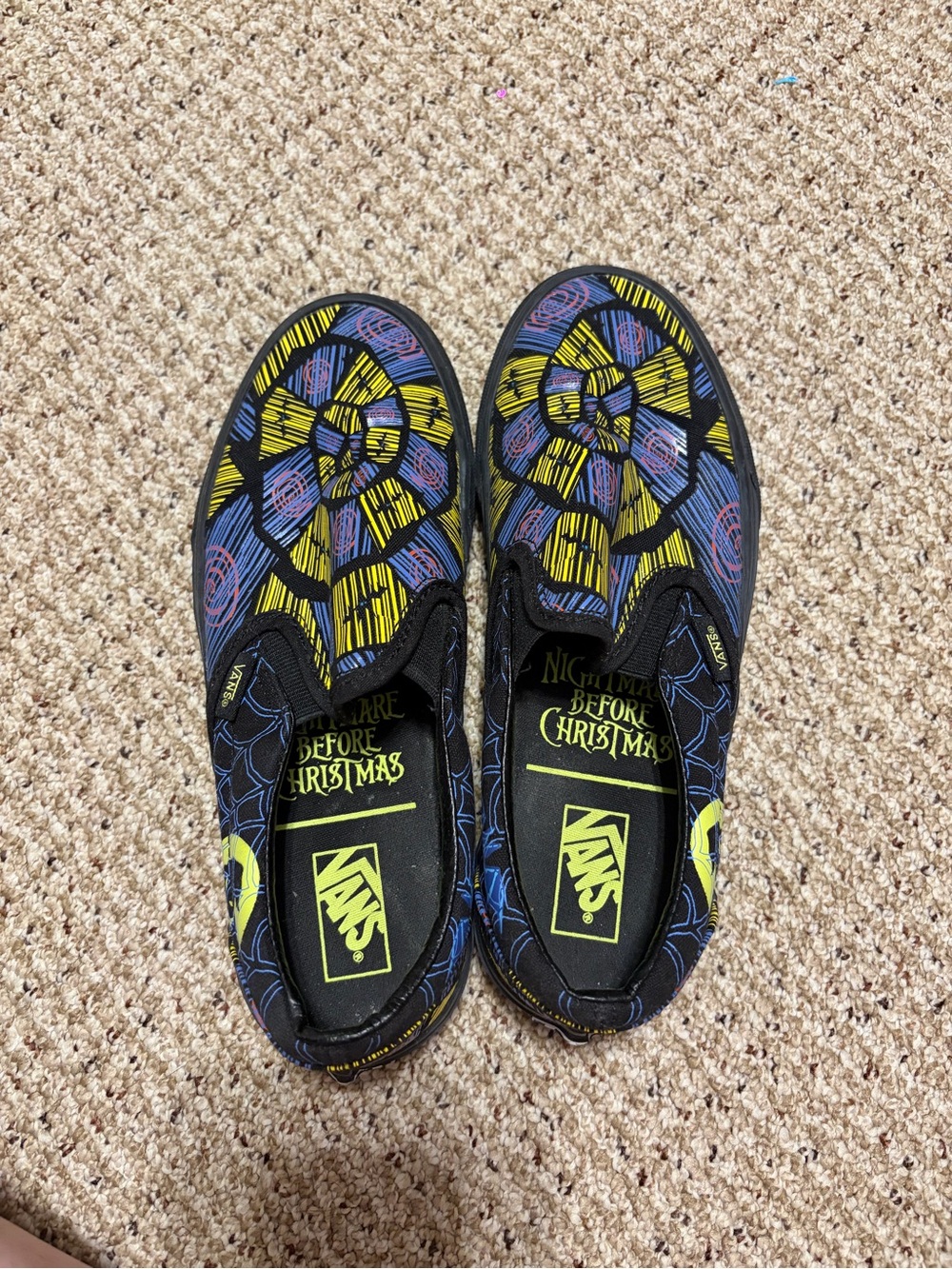 Vans "Nightmare Before Christmas" Black & Yellow Slip-On Shoes
